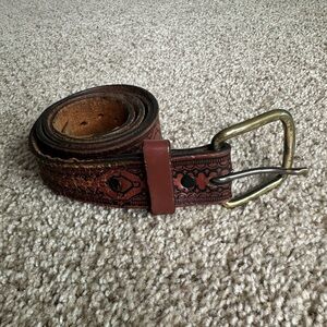 Vintage Tooled Genuine Leather Belt Size 42 USA Made  Western Style